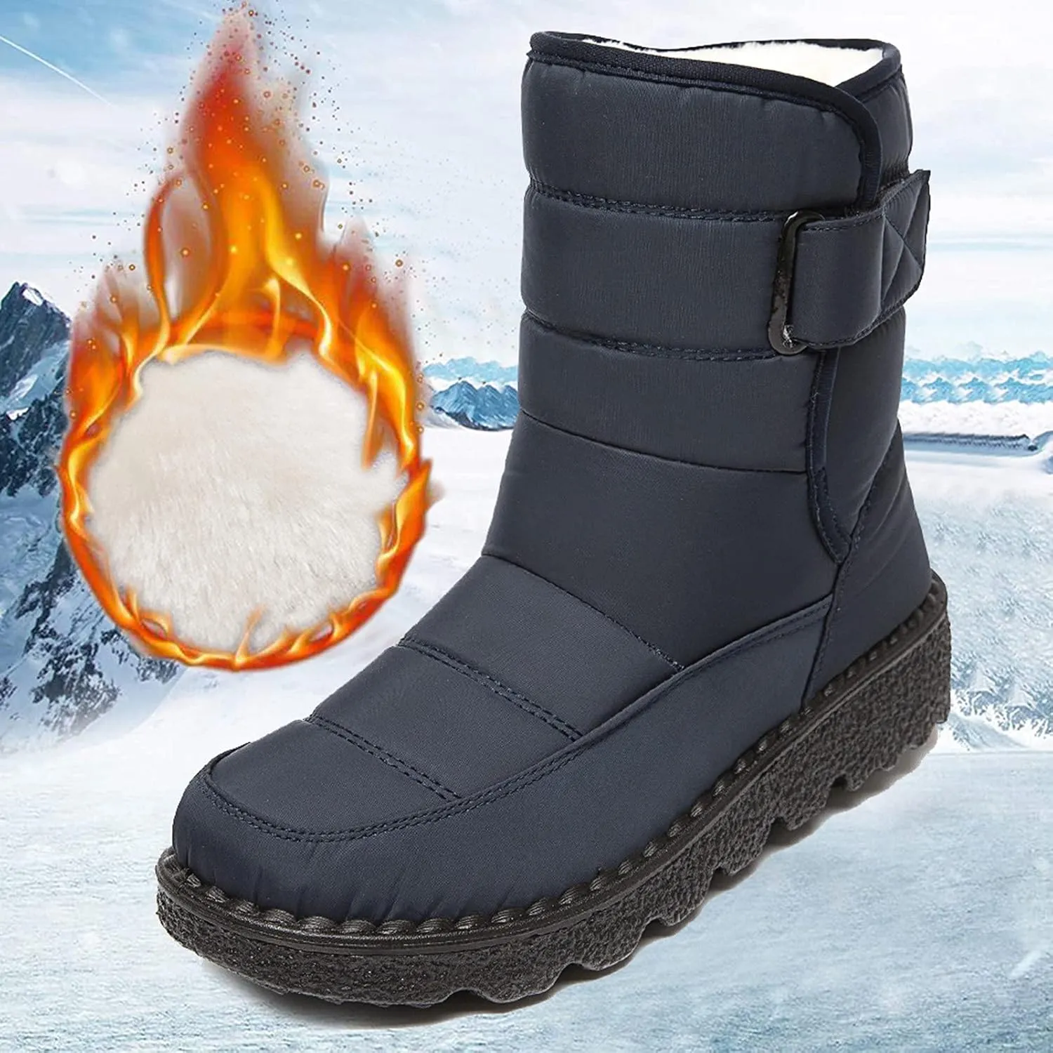 Snow Boots for Women Mid Calf Boots Women Winter Warm Outdoor Waterproof Comfortable Round Toe Platform Women Boots