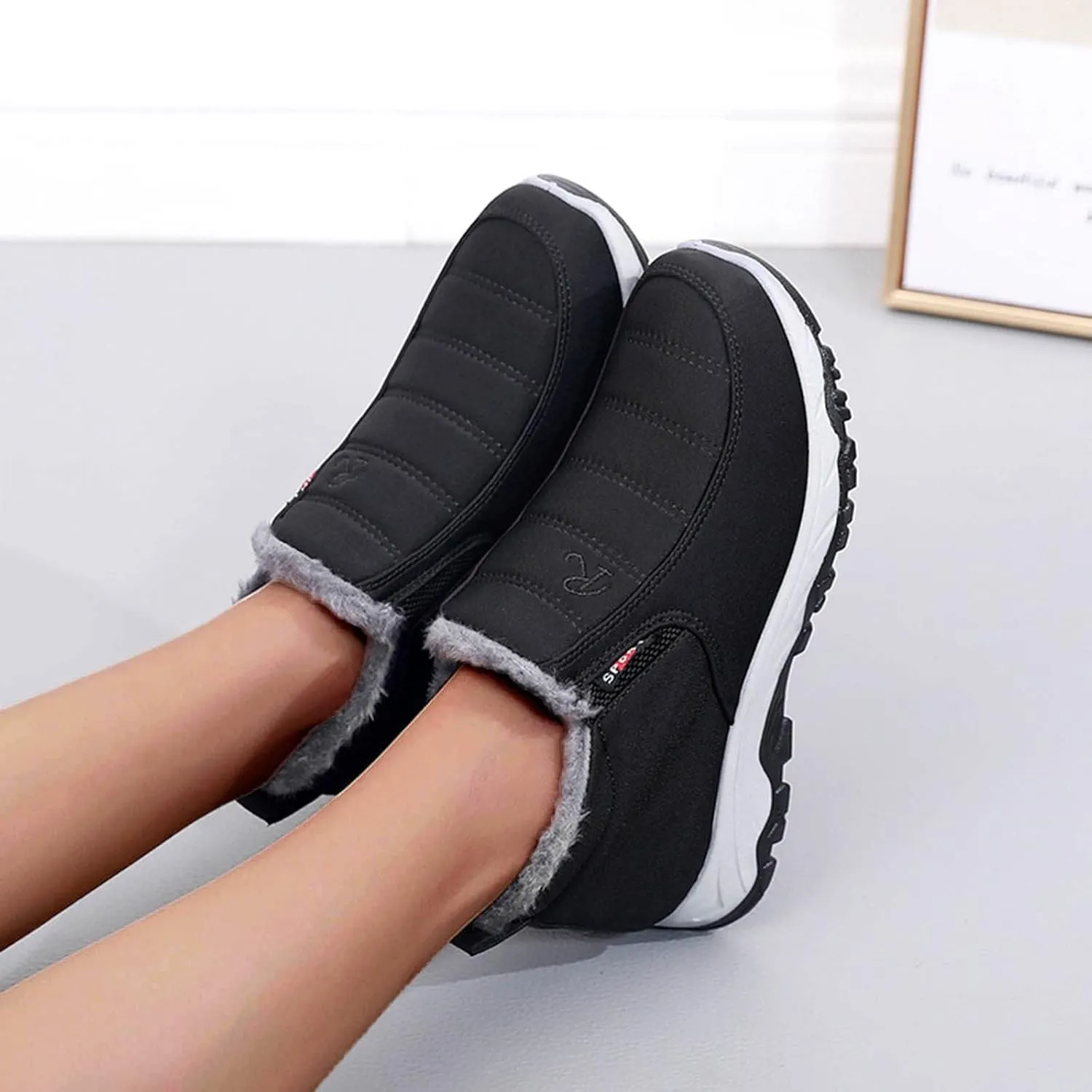 Snow Boots for Women Waterproof Wide Womens Boots Winter Waterproof Fur Boots for Women Winter White White and Brown Slipper Boots for Women Outdoor Botas Calientes Para Mujer De Invierno