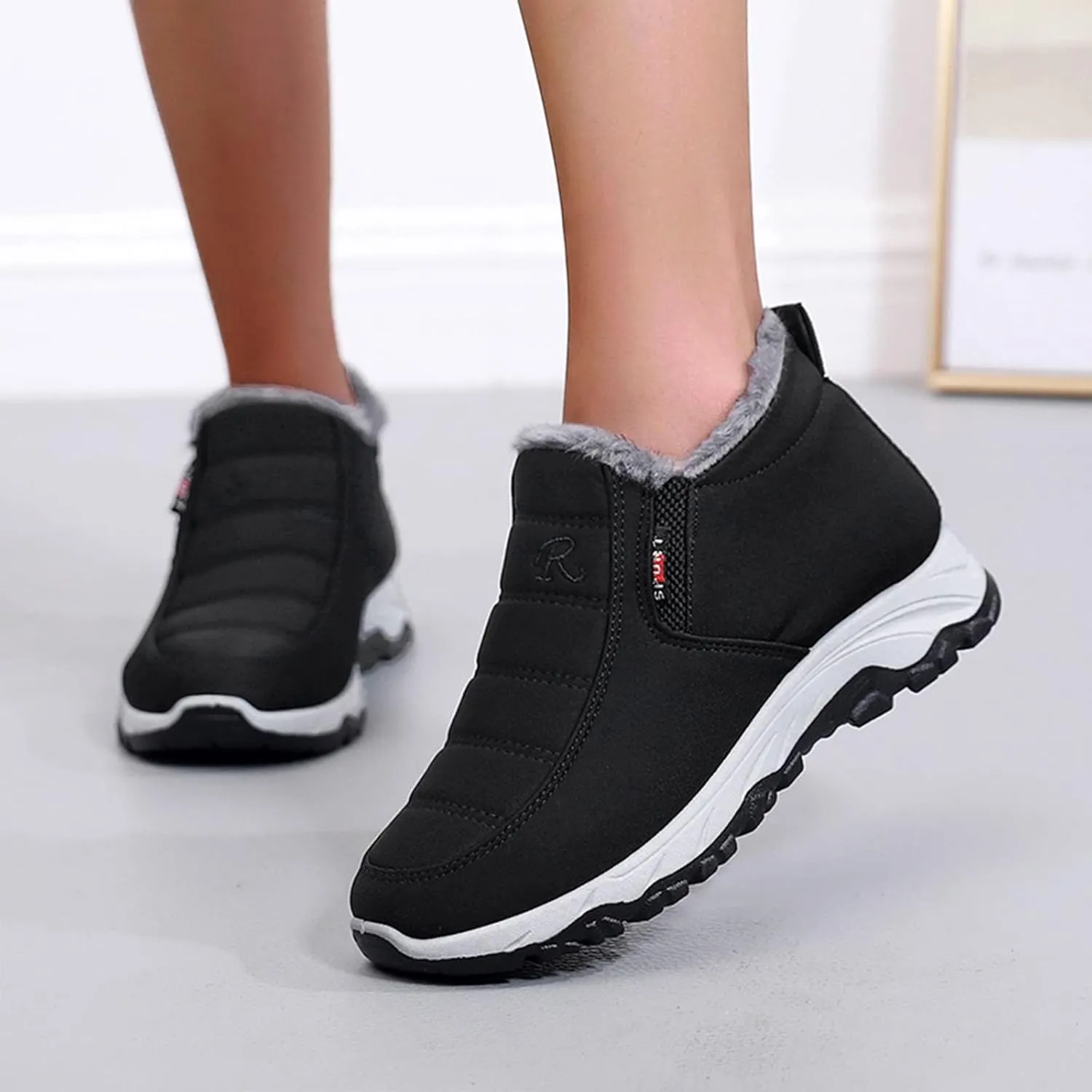 Snow Boots for Women Waterproof Wide Womens Boots Winter Waterproof Fur Boots for Women Winter White White and Brown Slipper Boots for Women Outdoor Botas Calientes Para Mujer De Invierno