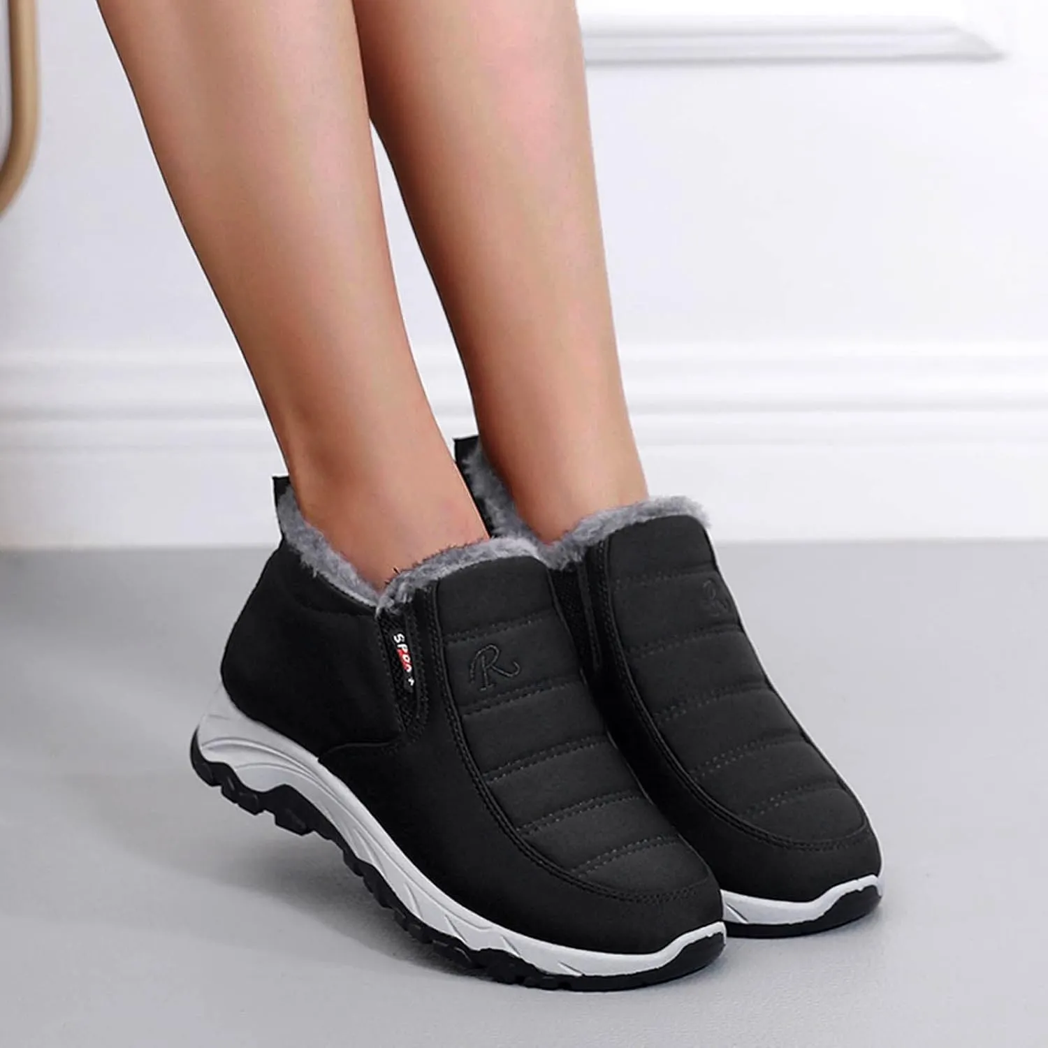 Snow Boots for Women Waterproof Wide Womens Boots Winter Waterproof Fur Boots for Women Winter White White and Brown Slipper Boots for Women Outdoor Botas Calientes Para Mujer De Invierno
