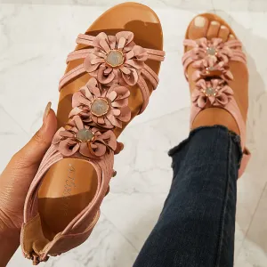 Sohiwoo Women Casual Walking Wedge Sandals Retro Summer Beach Soft Sandals