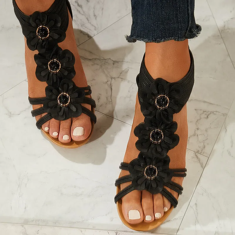Sohiwoo Women Casual Walking Wedge Sandals Retro Summer Beach Soft Sandals
