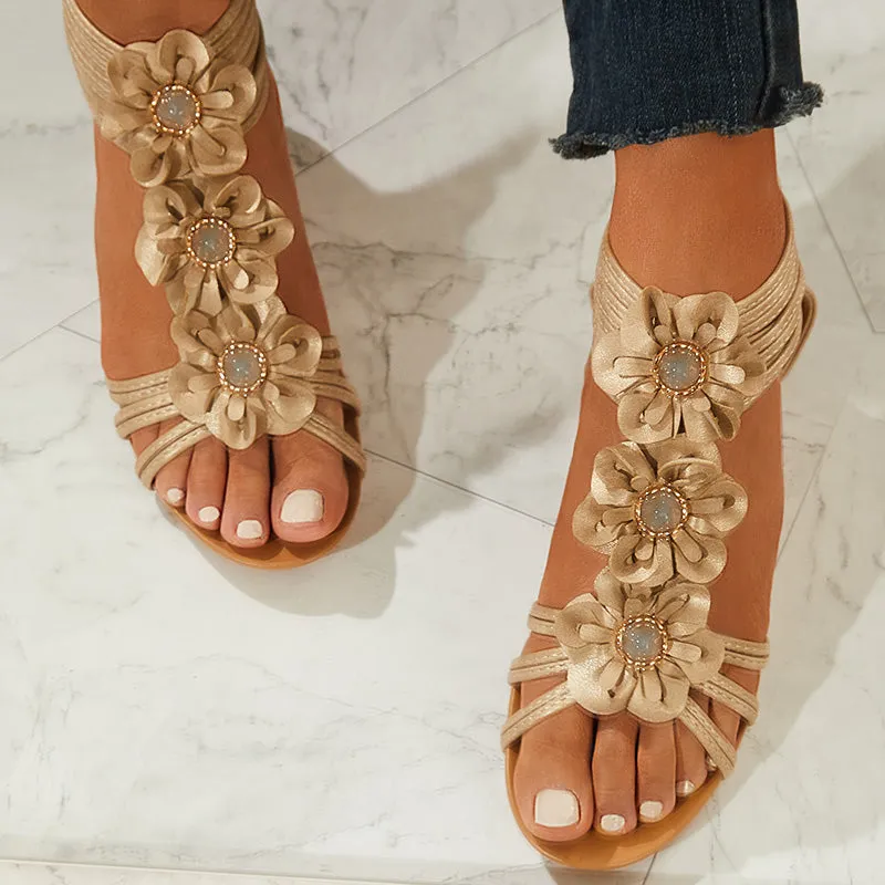Sohiwoo Women Casual Walking Wedge Sandals Retro Summer Beach Soft Sandals
