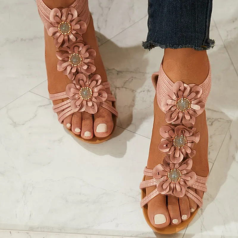 Sohiwoo Women Casual Walking Wedge Sandals Retro Summer Beach Soft Sandals