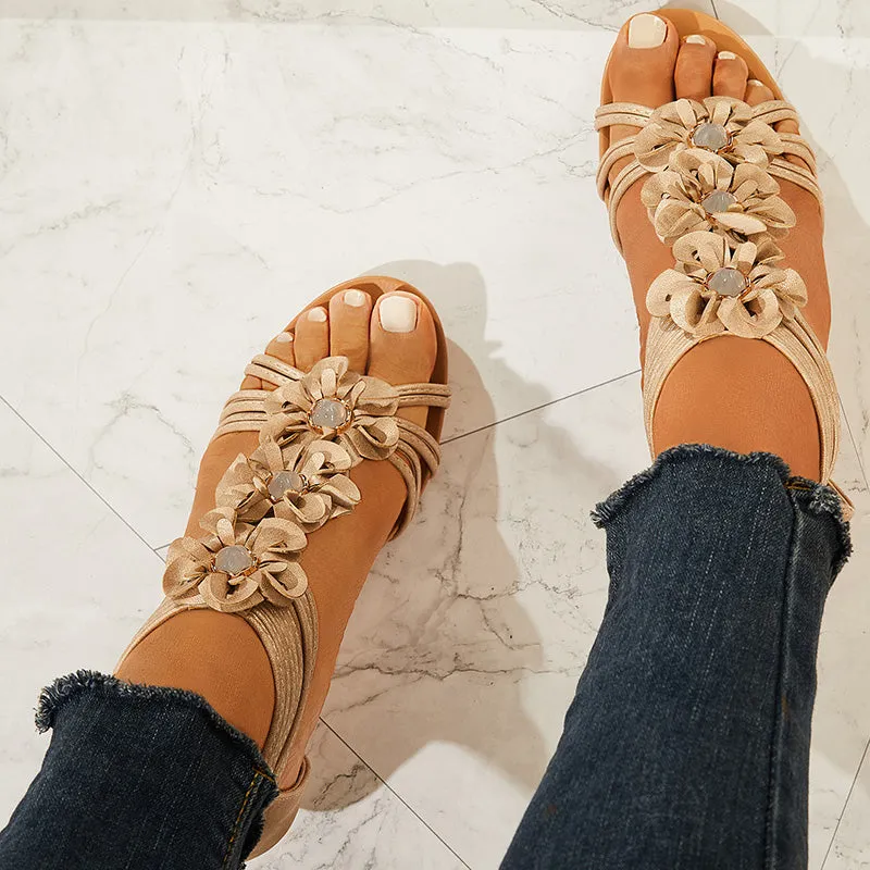 Sohiwoo Women Casual Walking Wedge Sandals Retro Summer Beach Soft Sandals
