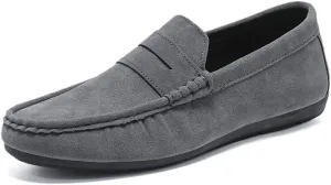 TAYGUM Men's Loafers Round Toe Suede Vamp Penny Loafer Shoe Flat Heel Resistant Lightweight Walking Casual Slip On