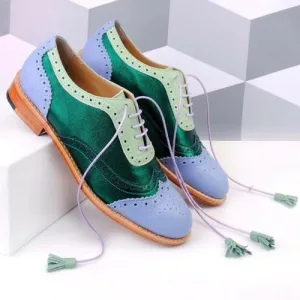 Three Tone Oxford Lace up Wingtip Brogue Shoe