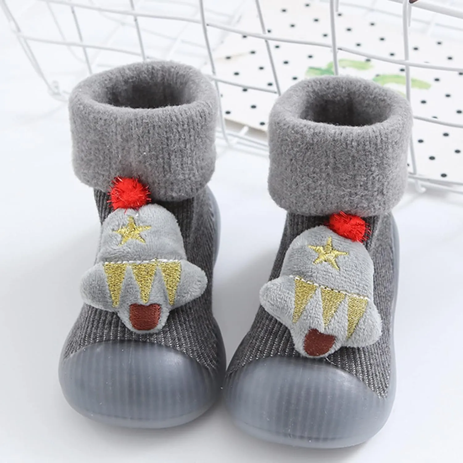 Toddler Girl Shoes,Christmas Baby Socks Shoes Children Winter Warm Cartoon Socks Shoes Floor Socks Baby Boots