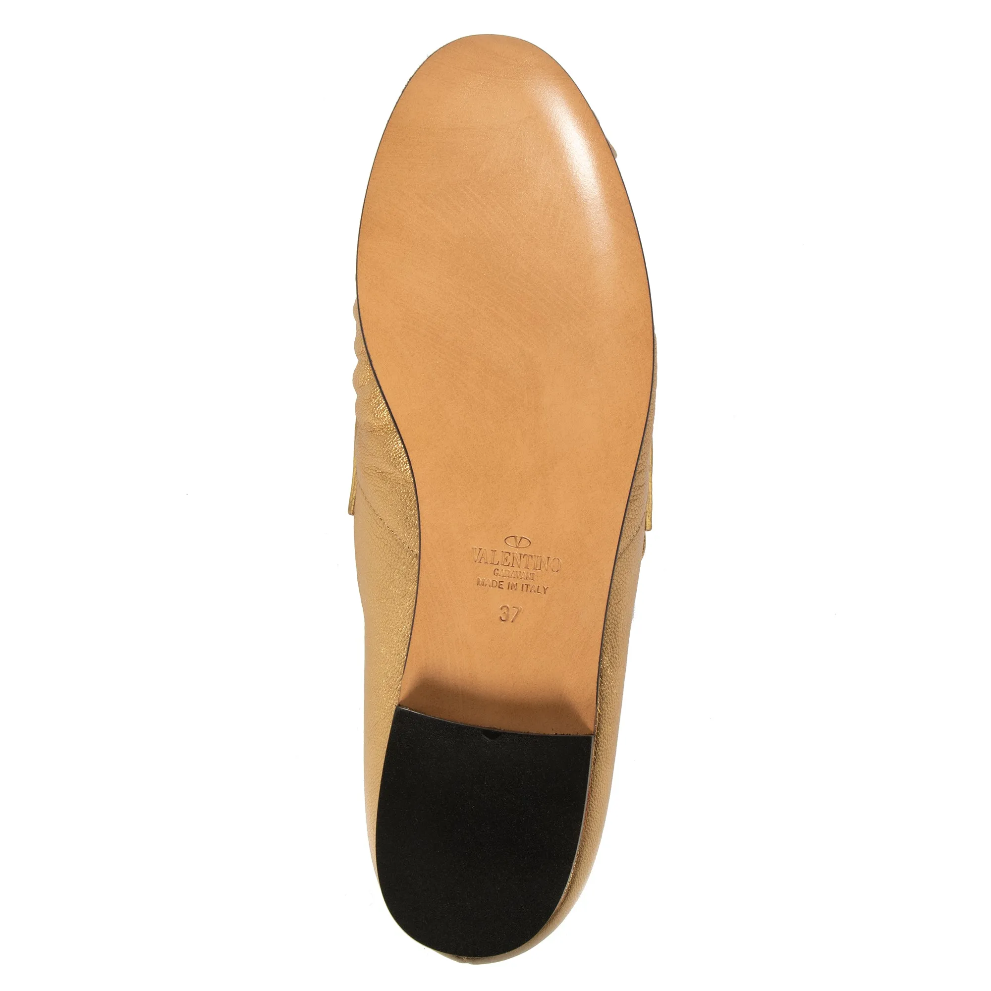 Valentino Macro Stud Loafers in Gold