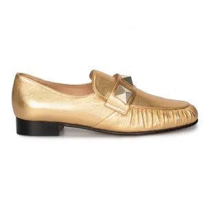 Valentino Macro Stud Loafers in Gold
