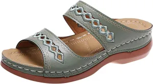 Walking Sandals Women Comfort Arch Support Original Orthotic Flip Flops Dressy Summer Orthopedic Sandals Slide (Color : Green, Size : 7.5)