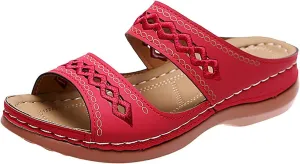 Walking Sandals Women Comfort Arch Support Original Orthotic Flip Flops Dressy Summer Orthopedic Sandals Slide (Color : Red, Size : 7.5)