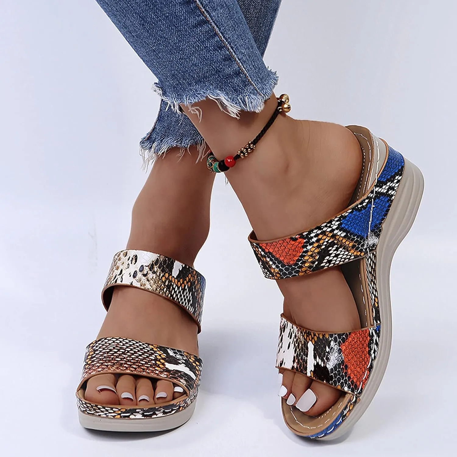 Walking Sandals Women, Womens Sandals Orthopedic Open Toe Sandals Retro Anti Slip Comfy Breathable Shoes