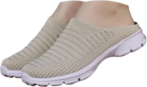 Walking Shoes Women 2025 Womens Breathable Mesh Backless Walk Mules Sneaker Fashion Knitted Backless Open Back Slip on Lightweight Walking Shoes