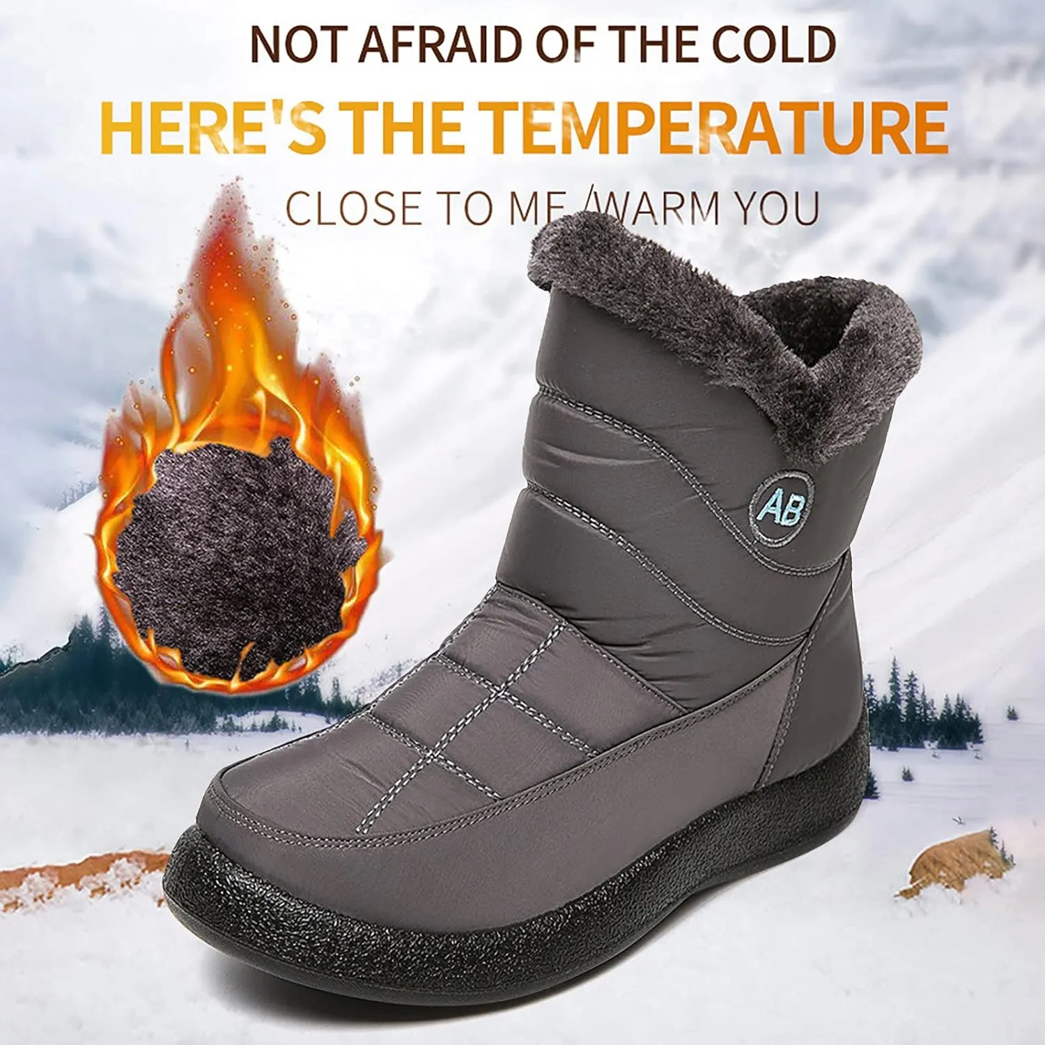Waterproof Snow Boots for Women Cute Womens Black Snow Boots Slip on Womens Winter Boots 8.5 Wide Winter Snow Boots Womens Winter Hiking Boots Waterproof