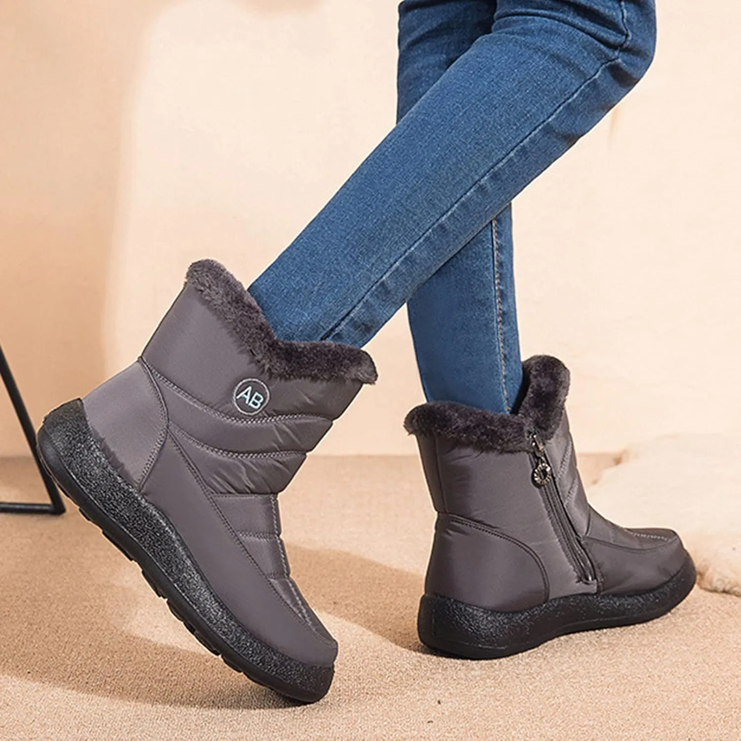 Waterproof Snow Boots for Women Cute Womens Black Snow Boots Slip on Womens Winter Boots 8.5 Wide Winter Snow Boots Womens Winter Hiking Boots Waterproof