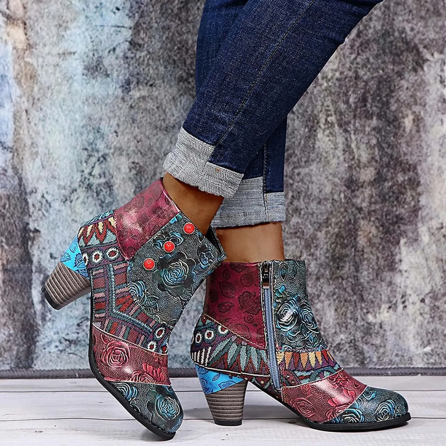 Wedge Ankle Boots Womens Western Booties Pointed Toe Ankle Boots Womens Heel Booties Women'S Ankle Boots & Booties Rhinestone Womens Booties Shoes Extra Wide Width