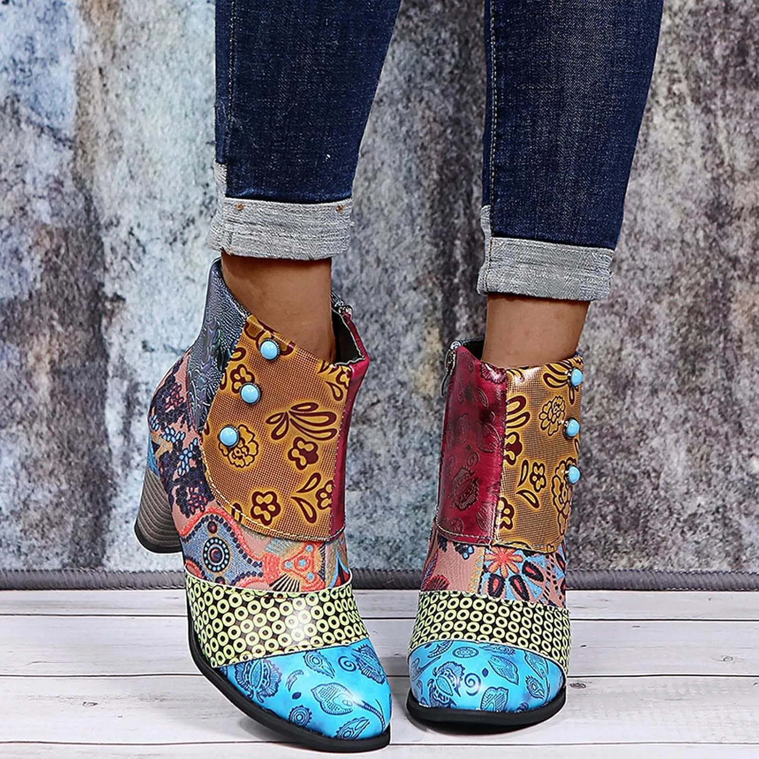 Wedge Ankle Boots Womens Western Booties Pointed Toe Ankle Boots Womens Heel Booties Women'S Ankle Boots & Booties Rhinestone Womens Booties Shoes Extra Wide Width