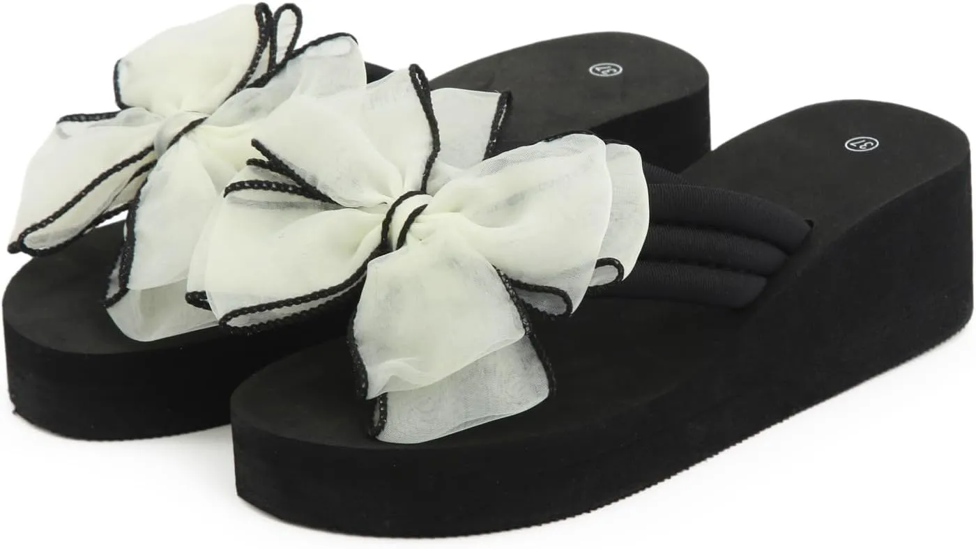 Wedge Flip-Flops for Women Plus Size Platform Sandals Fashion Beach Non Slip Slippers Versatile Slim Flip Zipper Wedge