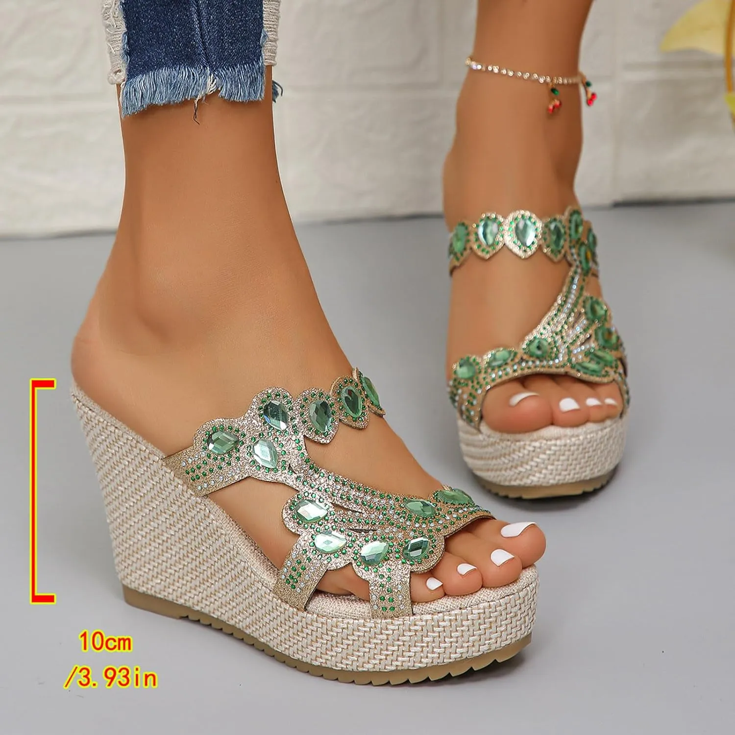 Wedge Sandals, White Summer Mules, Women's Washable Breathable Beach Casual Shoes, Strappy, Lightweight