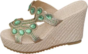 Wedge Sandals, White Summer Mules, Women's Washable Breathable Beach Casual Shoes, Strappy, Lightweight