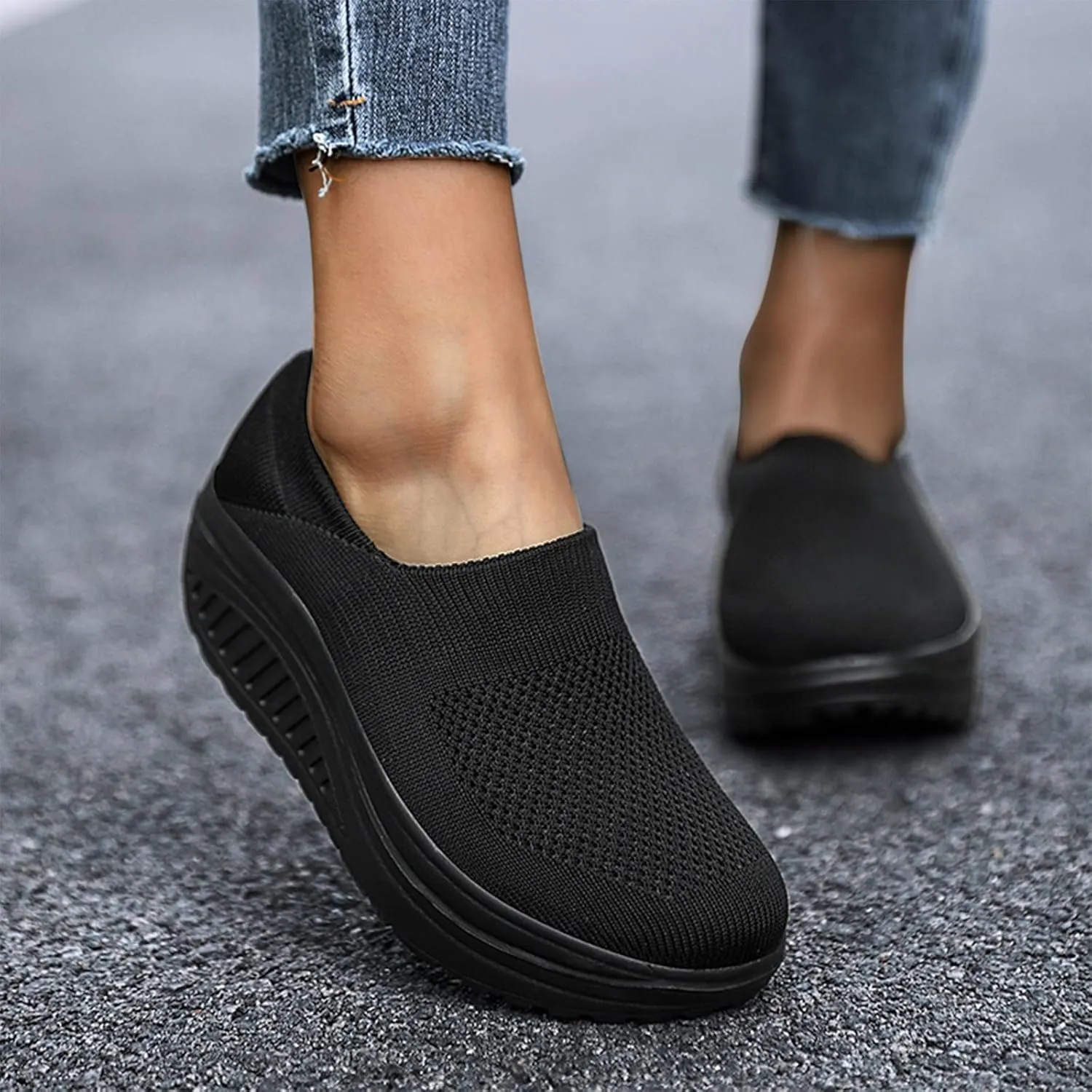 Wedges Sneakers for Women Cute Comfy Work Shoes for Women Slip On Sneakers Women Size 11 Women's Sneakers Wide Width Zapatos De Trabajo para Mujeres Confortables