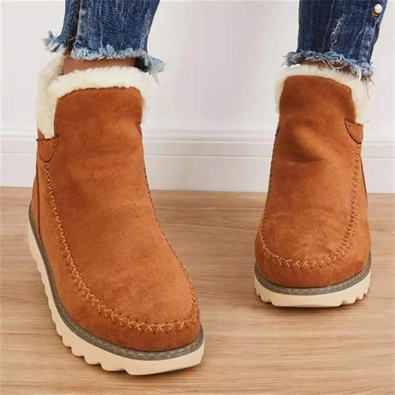 Wide Width Snow Boots Women 11 Women's Faux Fur Boot Furry Fluffy Short Snow Boot Mid-Calf Boots Fur Boots for Women Winter White Zapatos Para Invierno Mujer De Nieve Womens 9.5 Wide Winter Boots