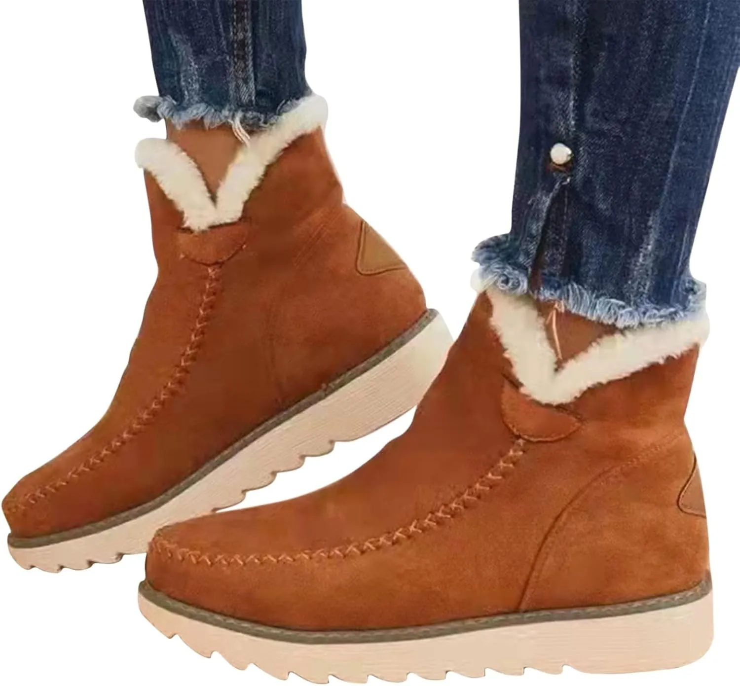 Wide Width Snow Boots Women 11 Women's Faux Fur Boot Furry Fluffy Short Snow Boot Mid-Calf Boots Fur Boots for Women Winter White Zapatos Para Invierno Mujer De Nieve Womens 9.5 Wide Winter Boots
