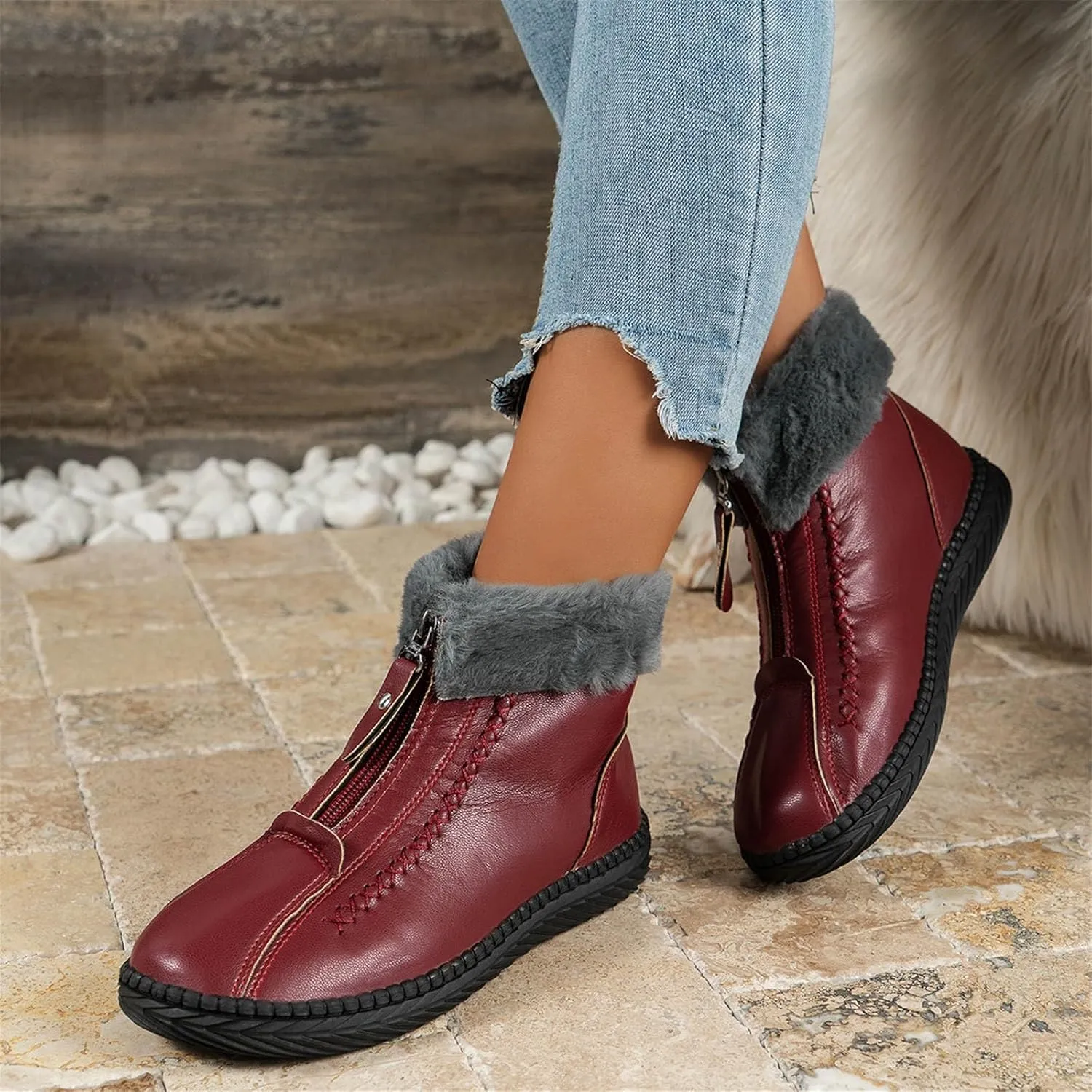 Winter Boots for Woman Cute Women Snow Boots Waterproof Winter Boots Woman Womens Snow Shoes with Poles Botas De FrO Para Mujer Elegantes