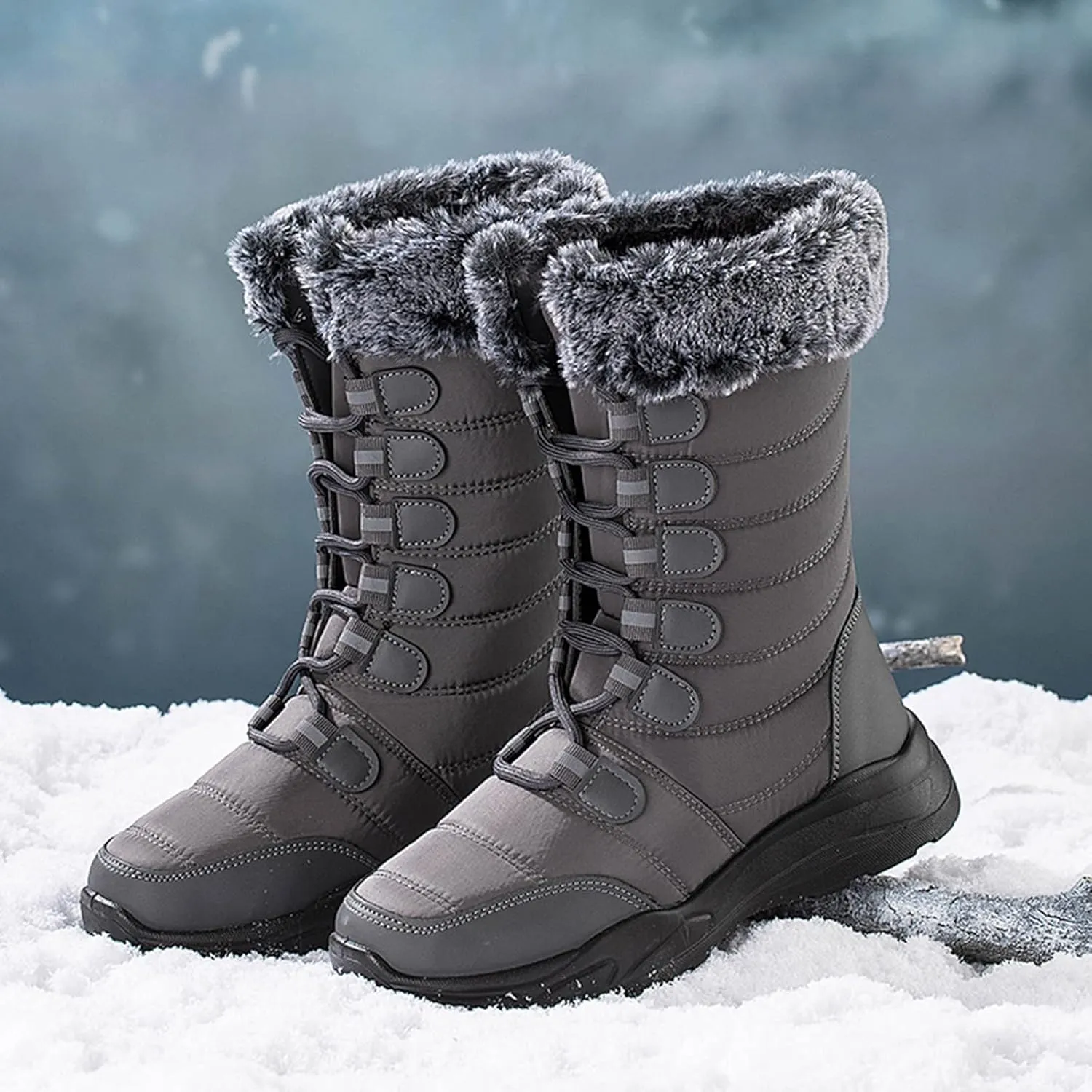 Winter Boots for Women Fashionable Women's Black Work Boots Waterproof Waterproof Snow Boots Wide Woman Winter Leather Knee High Winter Boots Women's Winter Boots Bear Paw Tall