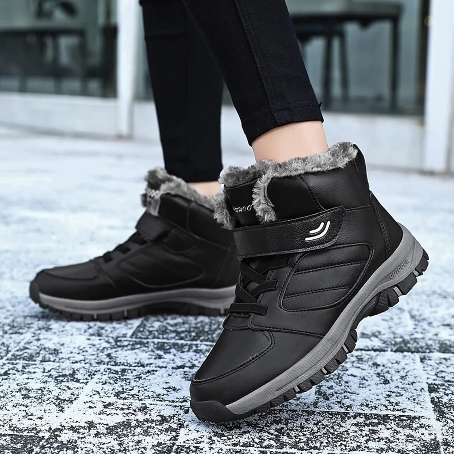 Winter Boots for Women Knee High Cowgirl Women Waterproof Hiking Winter Snow Boots Long Black Women's Boots Winter Slip on Womens Non Slip Ankle Snow Boots Botas Para Nieve Mujer 6.5