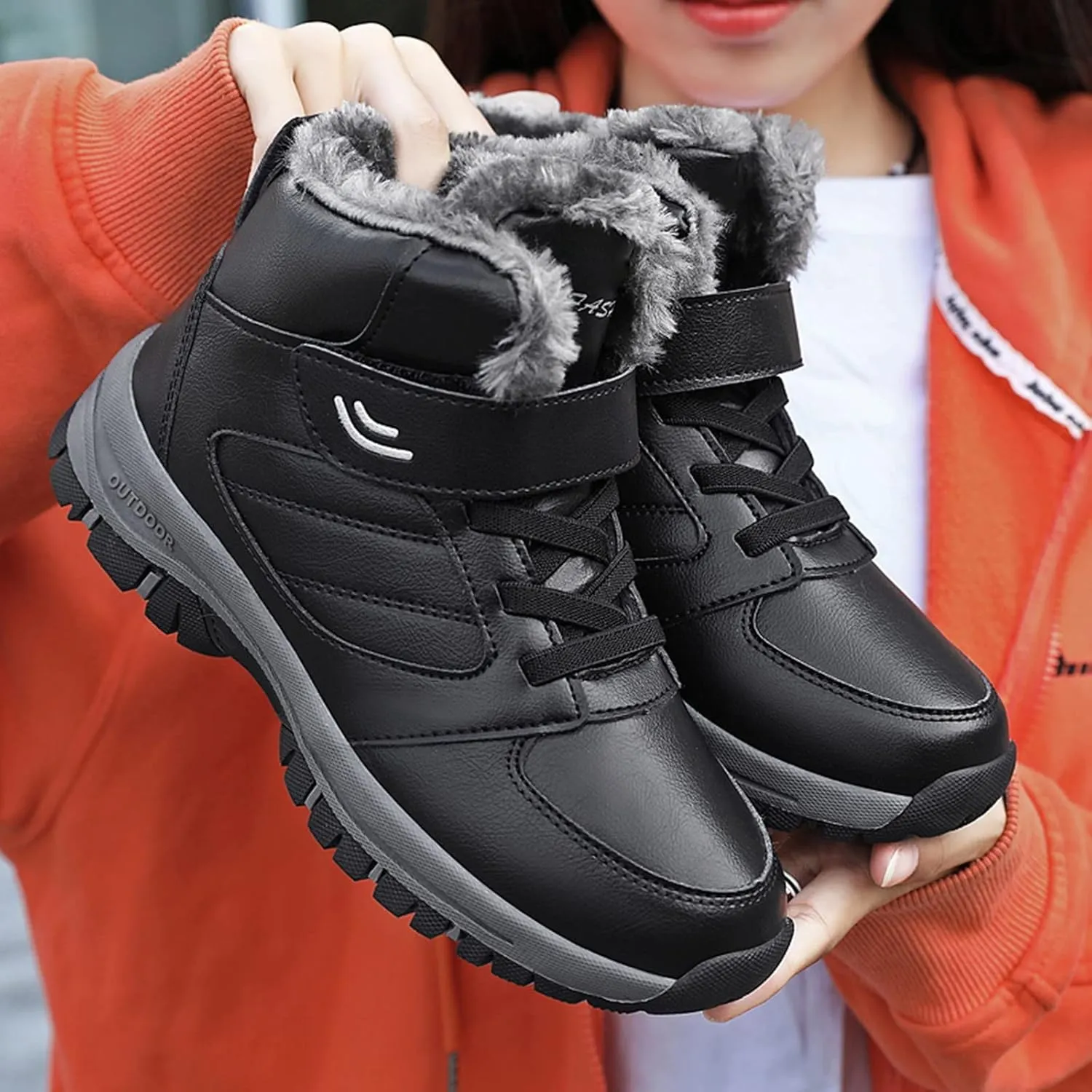 Winter Boots for Women Knee High Cowgirl Women Waterproof Hiking Winter Snow Boots Long Black Women's Boots Winter Slip on Womens Non Slip Ankle Snow Boots Botas Para Nieve Mujer 6.5