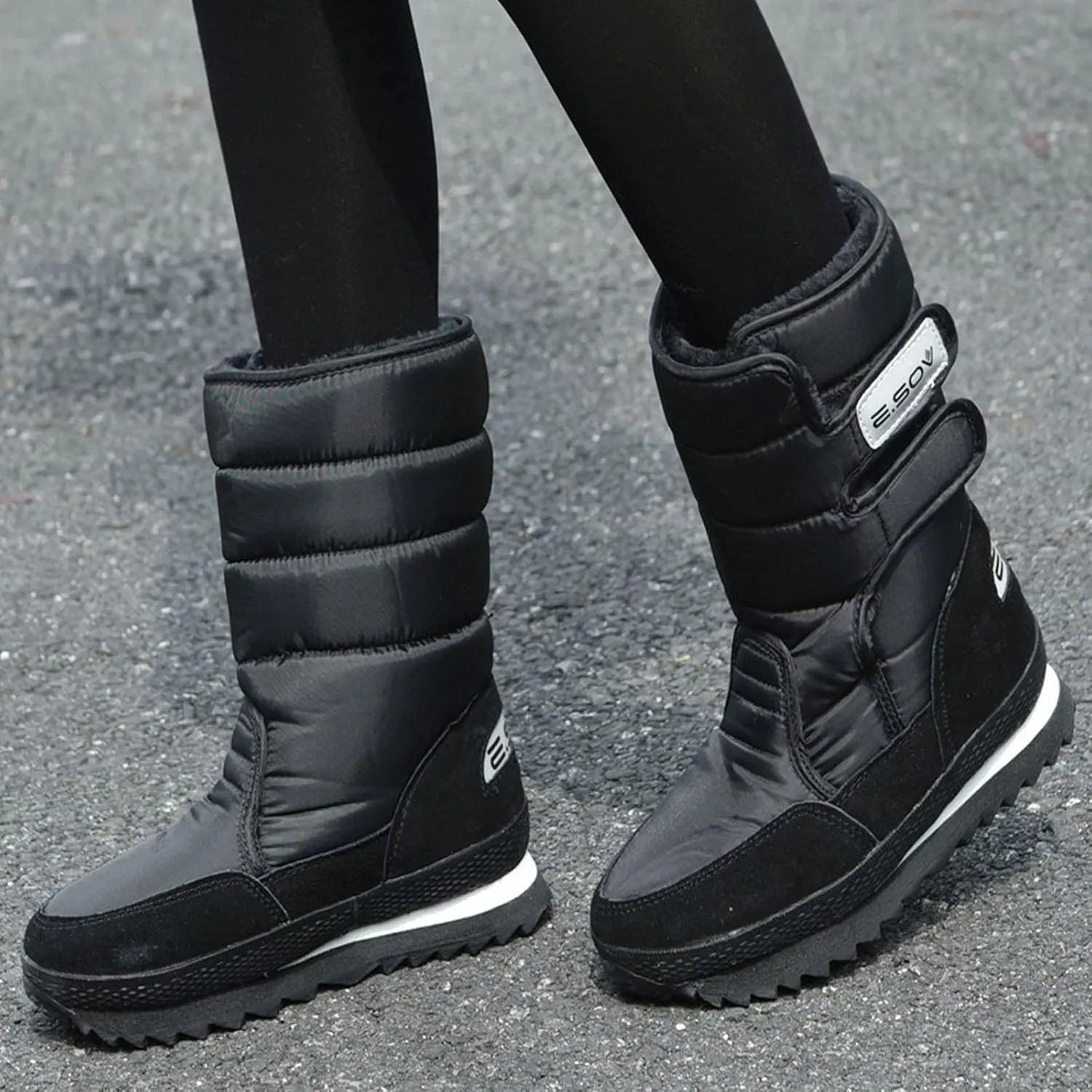 Winter Boots for Women Knee High Cowgirl Women's Winter Boots Waterproof Wide Width Winter Boots for Women Slip ons Zapatos De Nieve Snow Boots Wide Calf Women