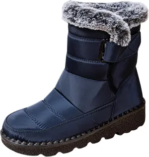 Winter Boots for Women Men Couple Warm Fur Lined Booties Non Slip Waterproof Flat Hook Loop Snow Boots
