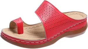 Women Low Wedge Heel Sandals Open Toe Lady Work Summer Shoes Comfortable Orthopedic Casual Walking Wedges Platform Flip Flops Arch Support Bunion Breathable Shoes