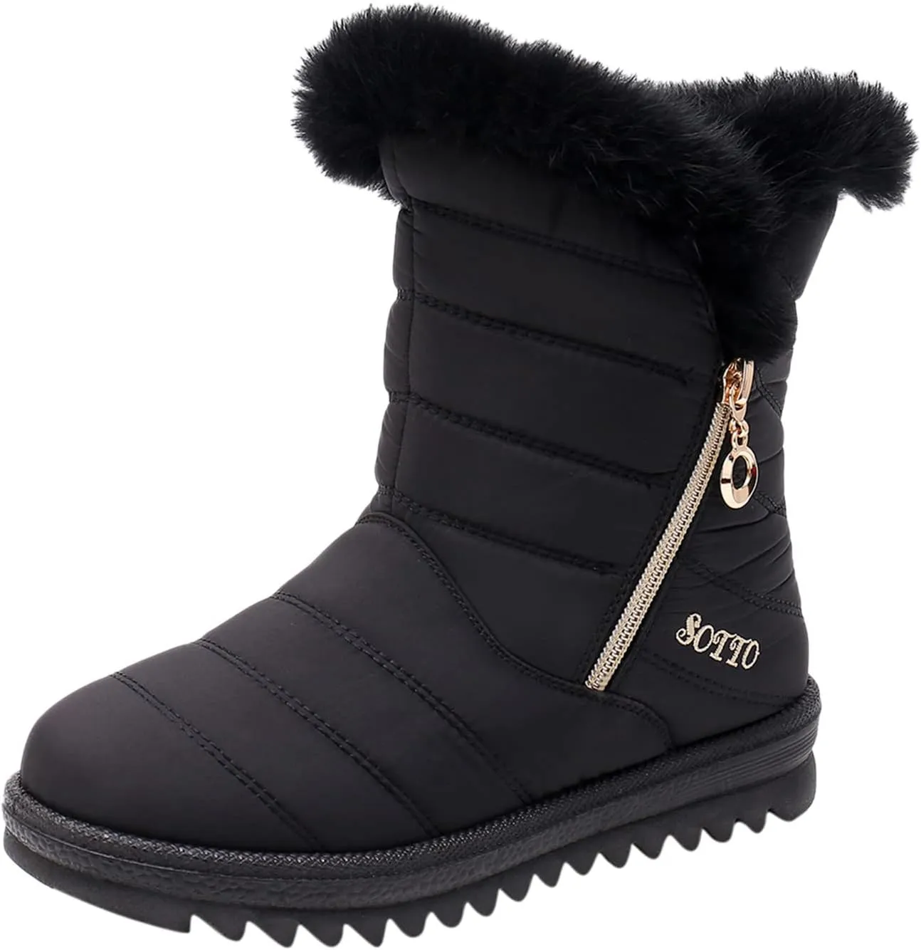 Women Snow Boots Winter Shoes with Zipper Womens Winter Duck Boots Waterproof Insulated Womens Wide Width Snow Boots Tall Wide Calf Snow Boots for Women Low Heel Womens Warm Winter Boots Wide