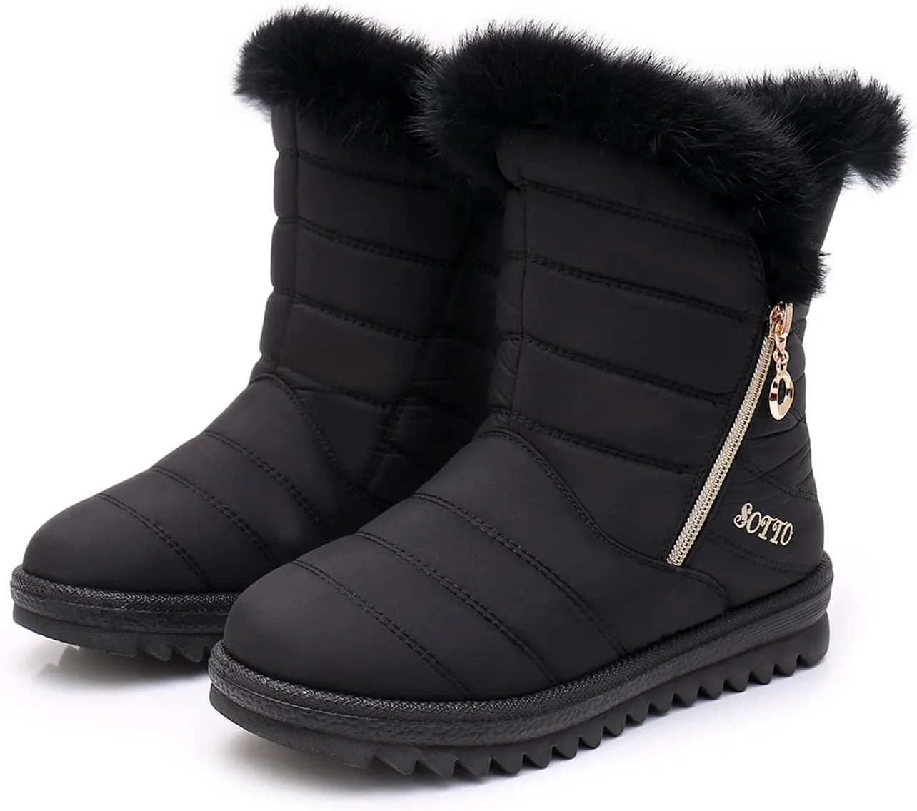 Women Snow Boots Winter Shoes with Zipper Womens Winter Duck Boots Waterproof Insulated Womens Wide Width Snow Boots Tall Wide Calf Snow Boots for Women Low Heel Womens Warm Winter Boots Wide