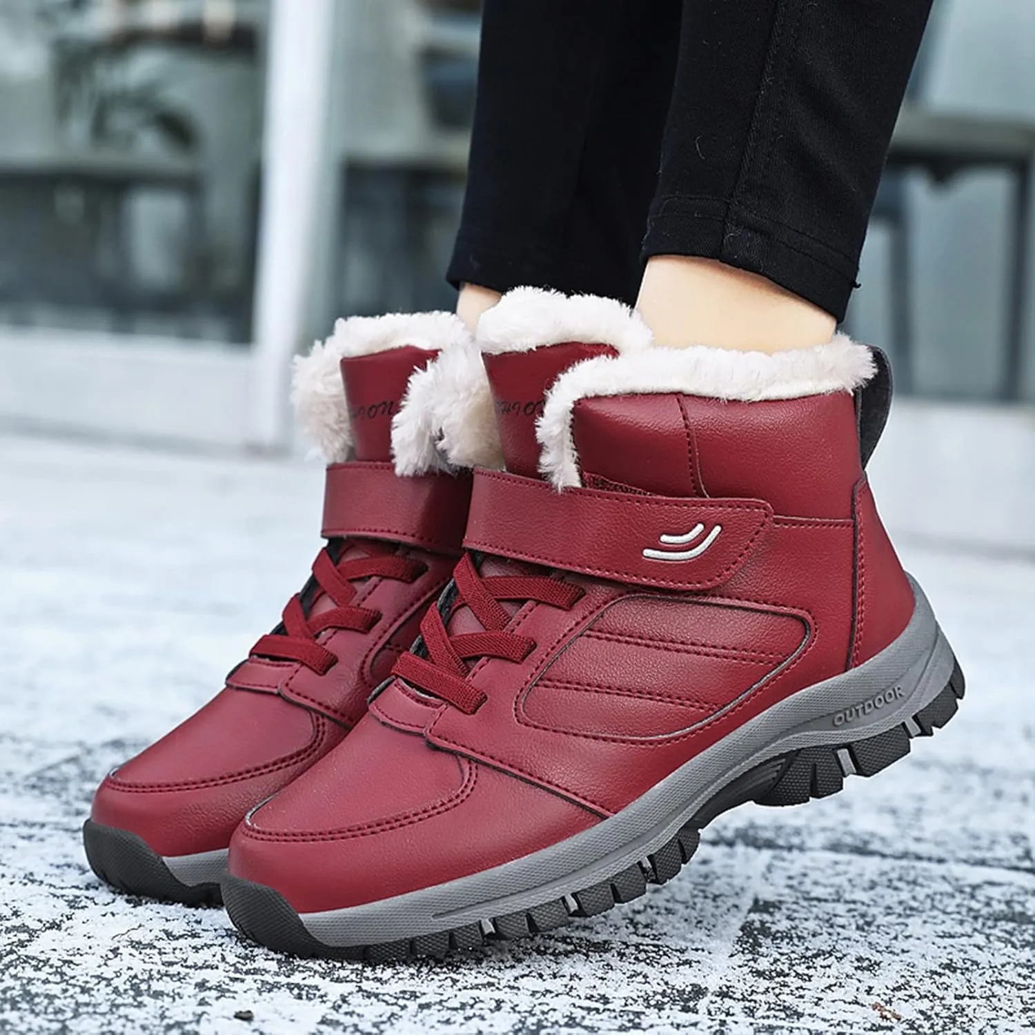 Women Snow Boots Winter Shoes Women Waterproof Snow Boots Size 7 Women's Winter Fur Lined Ankle Boots Waterproof Winter Boots for Women Waterproof Heels Botas De Invierno Modernas Para Mujer