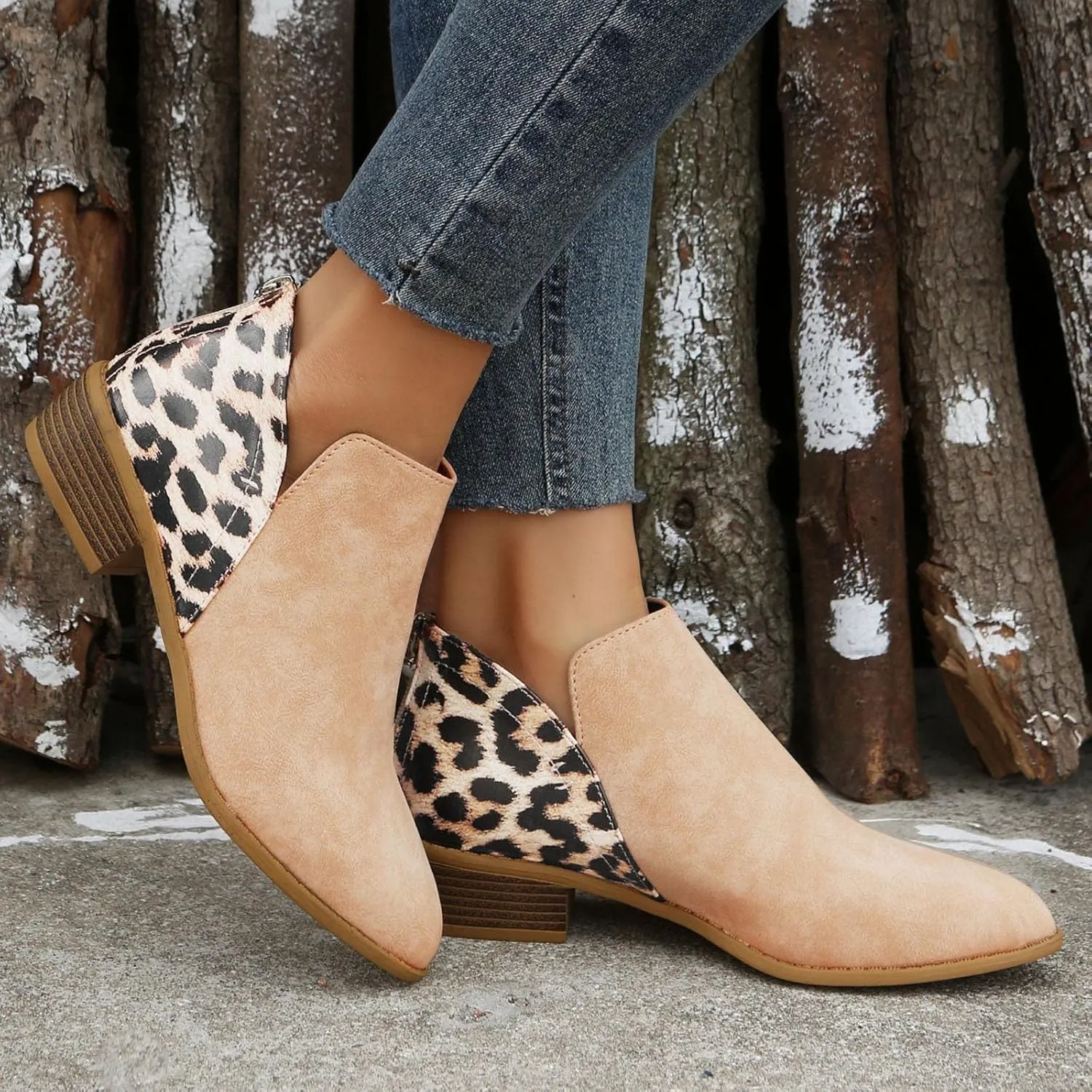 Womens Booties Ankle Women Booties Low Heel Womens Short Boots Wedge Bootie for Women Comfortable Fashion Round Toe Lace-up Round Toe Comfortable Low Heel