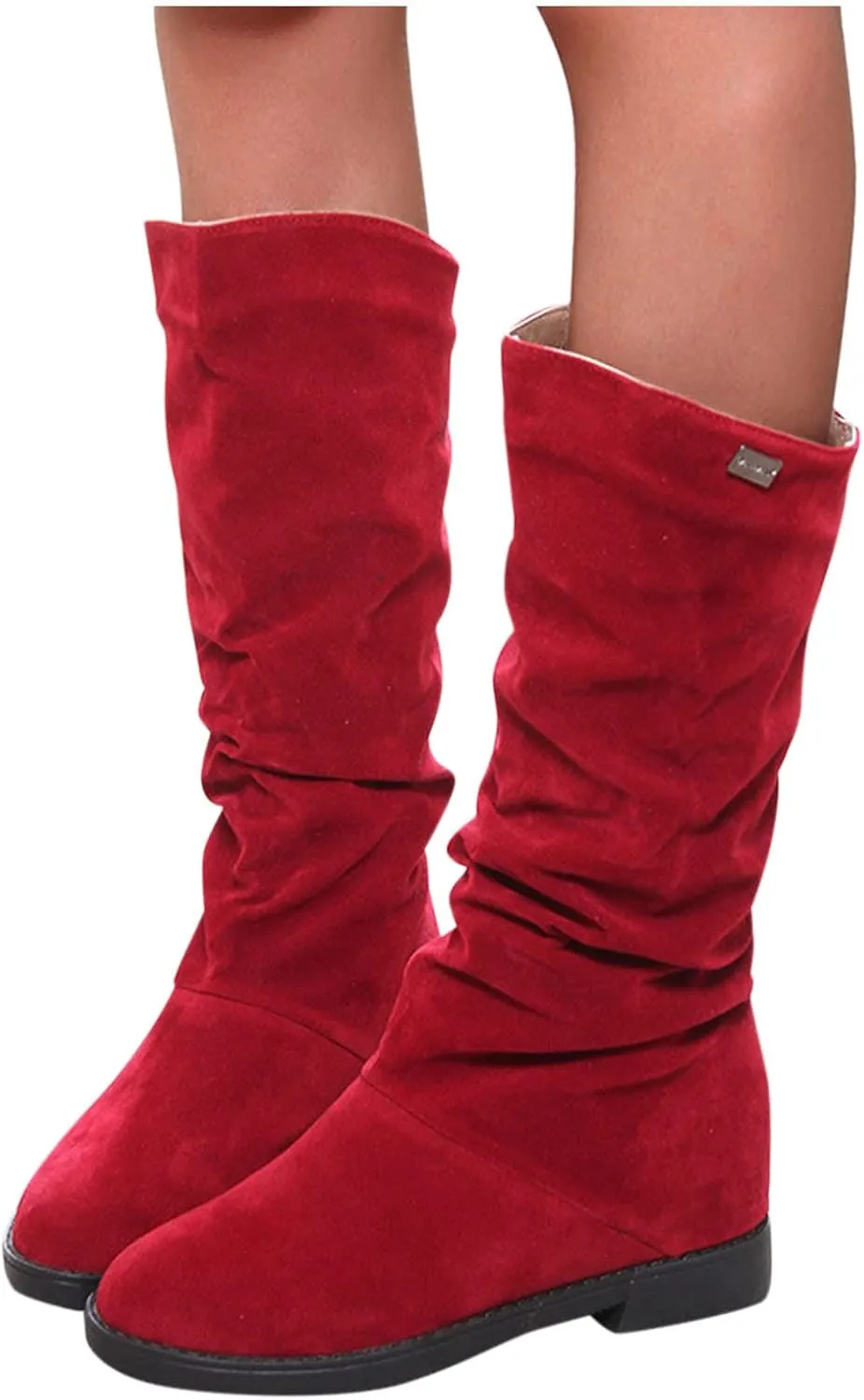Womens Boots Classic Thick Heel Waterproof Boots for Women Warm Comfortable Soft Leather Mid-Calf Boots