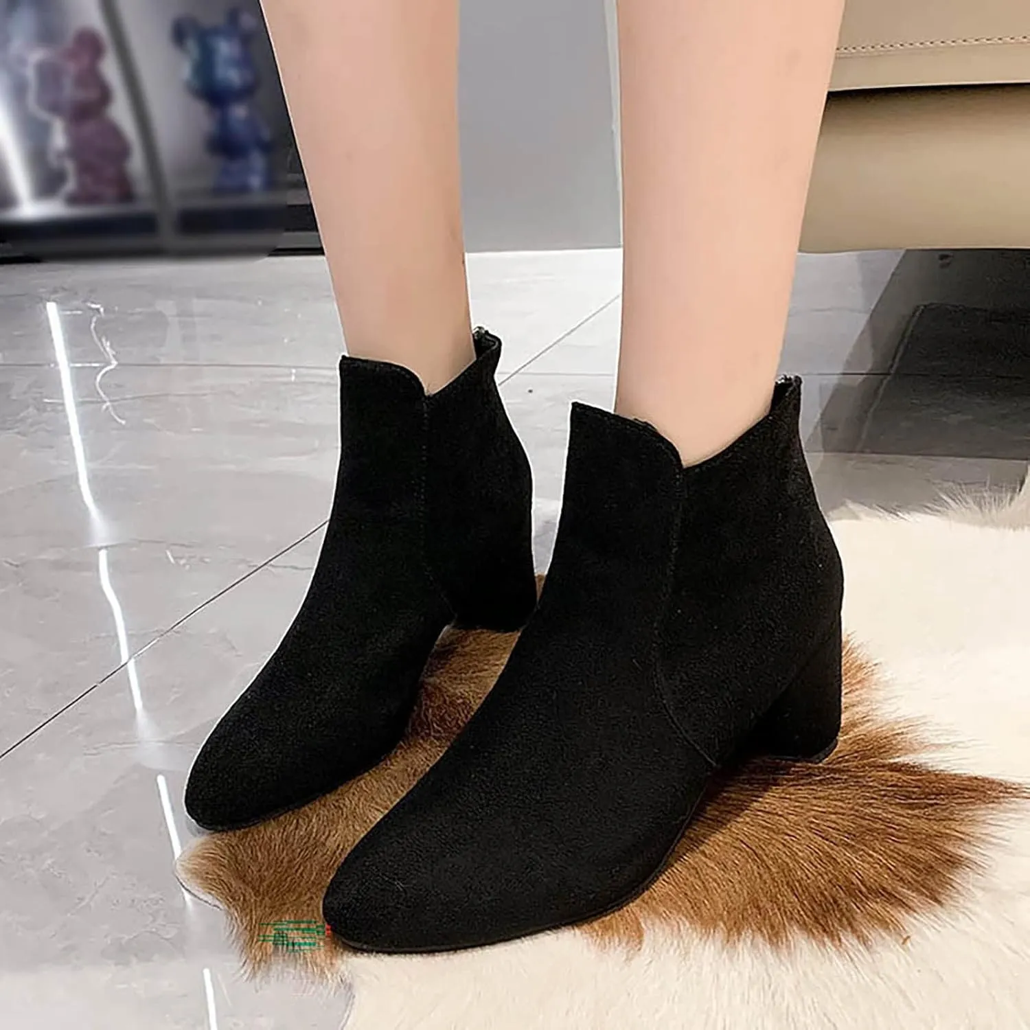 Womens Boots Fall 2024 Ankle Womens Black Booties with Heel Women Wide Boots Wedge Boot Lightweight Breathable Chunky Low Heel Classic Pointed Toe