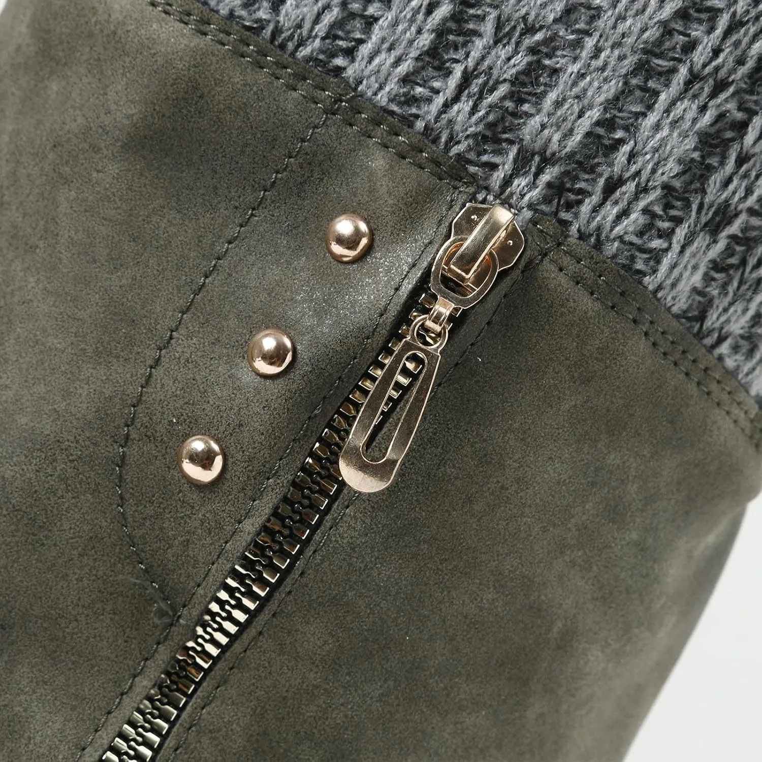 Womens Boots Fall Knee High Boots Women Low Heel Winter Boots for Women Casual Zipper Winter Tall Boots Low Heels