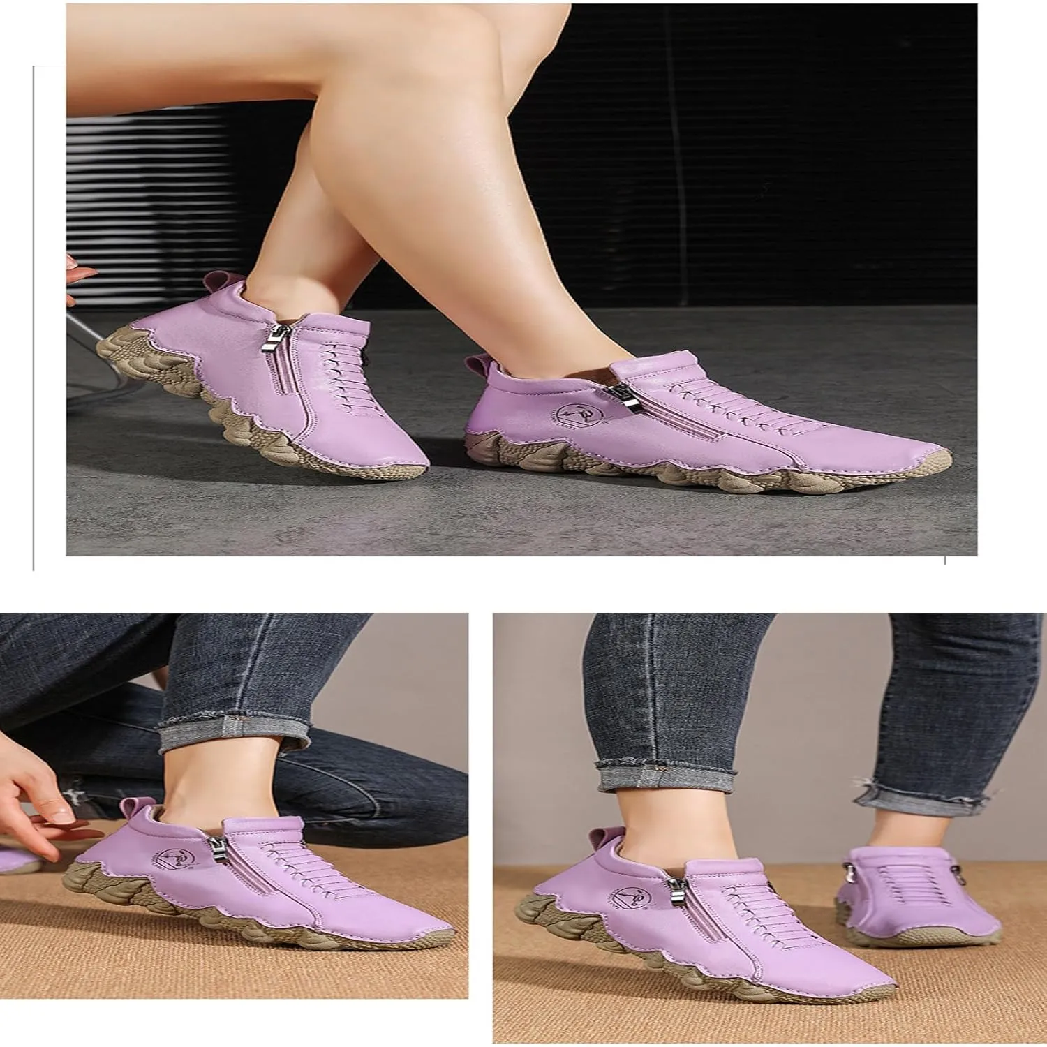 Women's Casual Ankle Boots Mid Heel Slip Outdoor Comfortable Walking Shoes Fashion Jeans Companion for Daily Wear