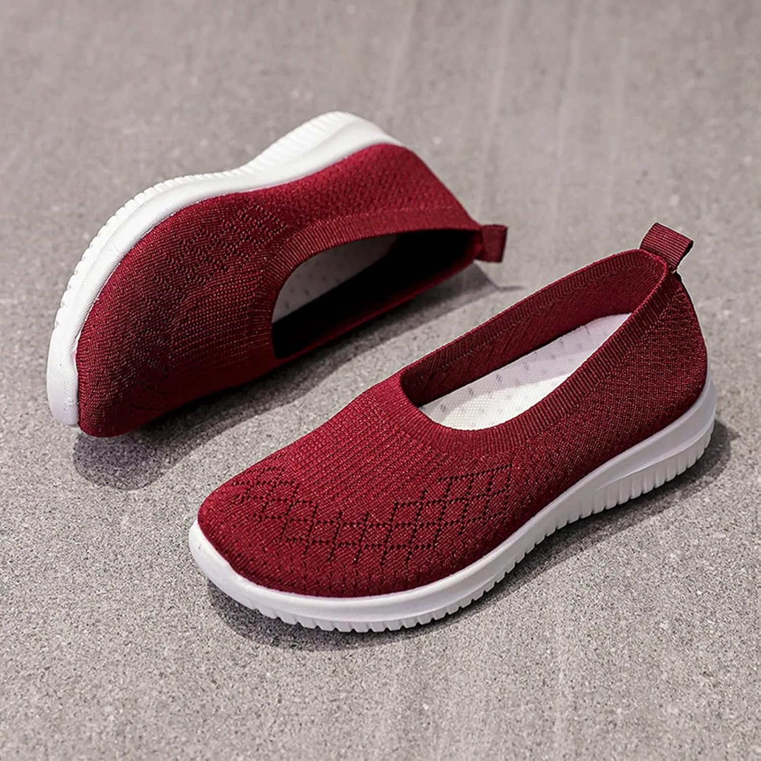 Women's Casual Walking Shoes Summer Flat Sneakers Breathable Runing Shoes Lightweight Slip On Sneakers Work Shoes