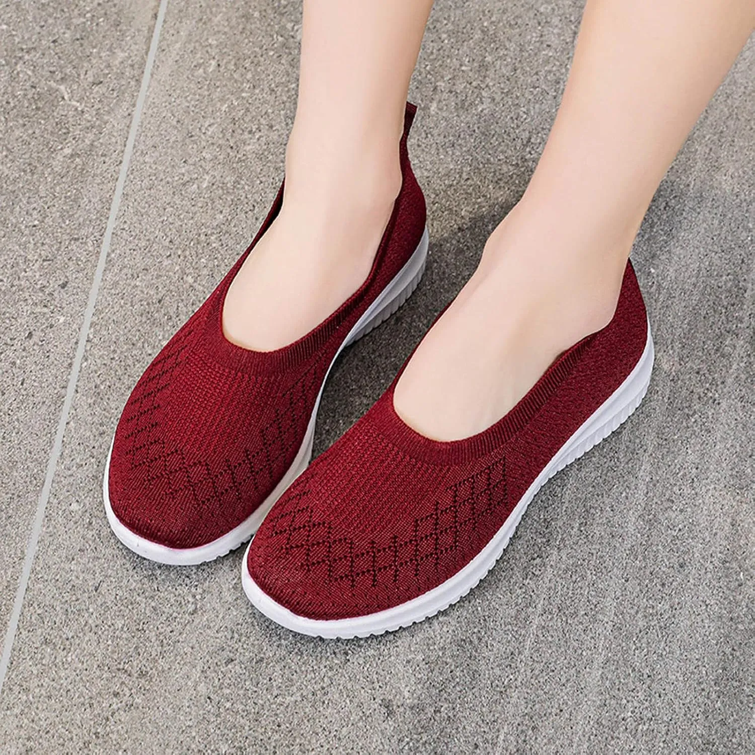 Women's Casual Walking Shoes Summer Flat Sneakers Breathable Runing Shoes Lightweight Slip On Sneakers Work Shoes