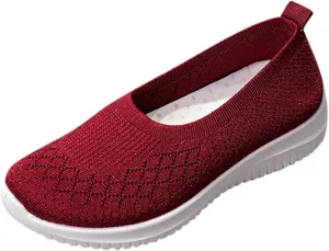 Women's Casual Walking Shoes Summer Flat Sneakers Breathable Runing Shoes Lightweight Slip On Sneakers Work Shoes