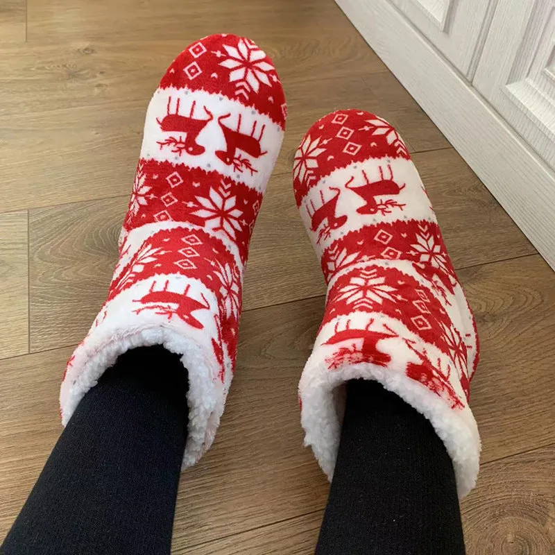 Women's Christmas Fluffy Slippers Boots