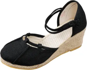Womens Closed Toe Sandals Ankle Buckle Strap Sandals Dressy Espadrille Platform Wedge Sandal Fashion Comfortable Summer Shoes 2025 Beach Vacation Travel Shoes