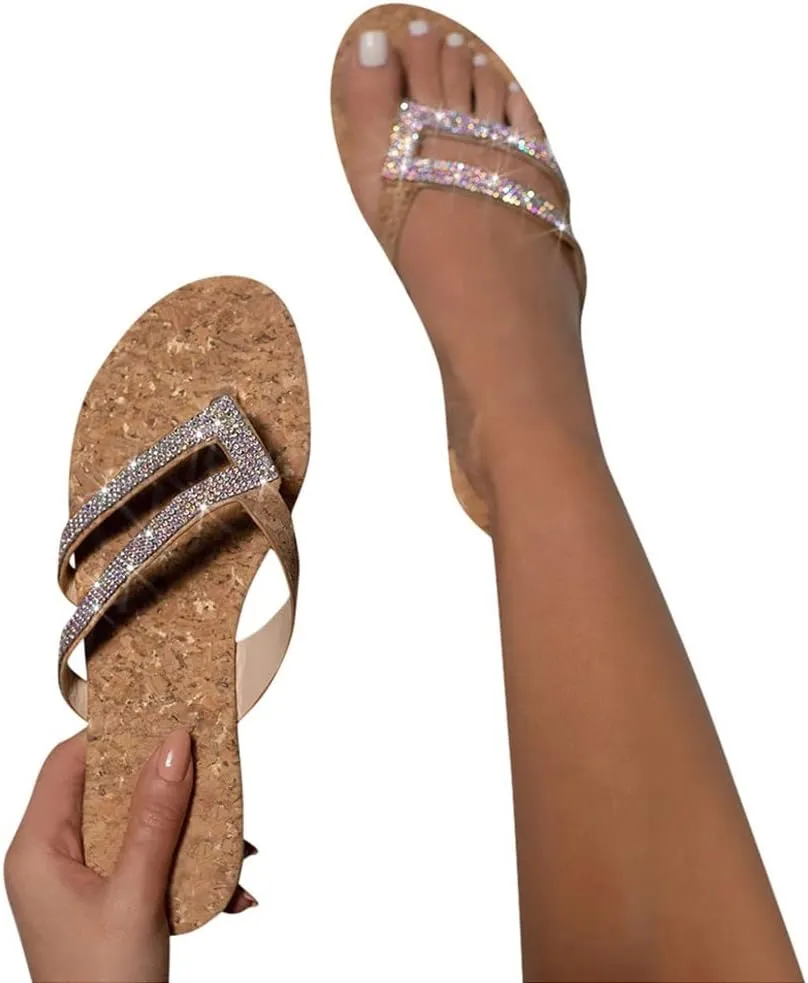 Womens Flip Flops Slippers Flip Beach Flops Sandals Casual Shoes Sliders Women's Crystal Ladies slipper