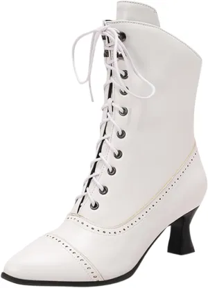 Women's Lug Sole Combat Ankle Bootie Lace up Low Chunky Block Boots Fashion Causal Shoes Chunky Chukka Western Cowboy Combat